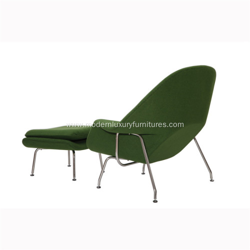 Green Cashmere Wool Saarinen Womb Chair & Ottoman